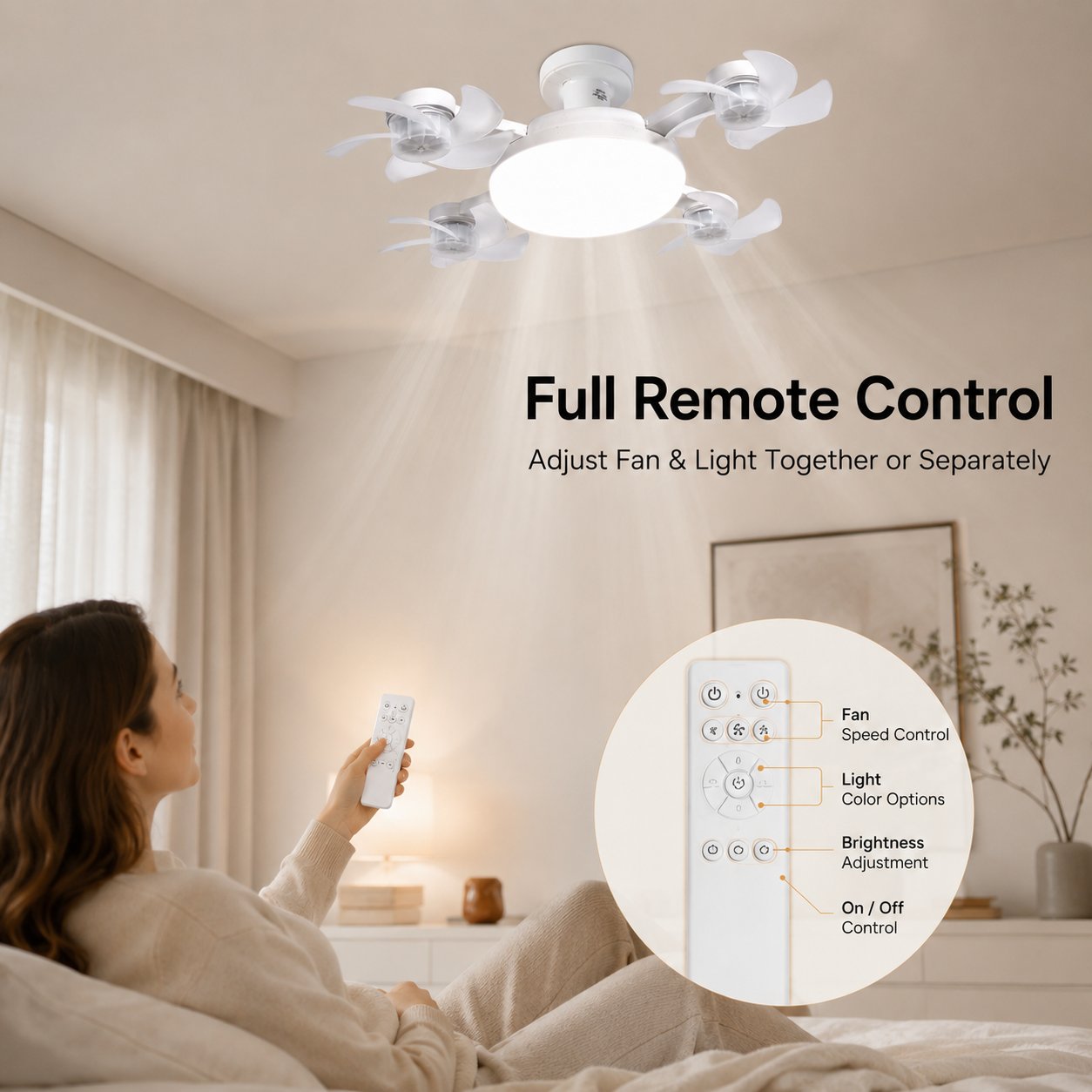 LAST DAY 49%OFF🔥E27 Ceiling Fan Light with Remote – Silent LED 2-in-1 Fan Light