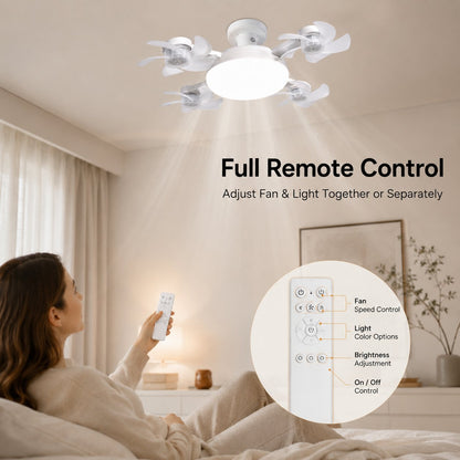 LAST DAY 49%OFF🔥E27 Ceiling Fan Light with Remote – Silent LED 2-in-1 Fan Light