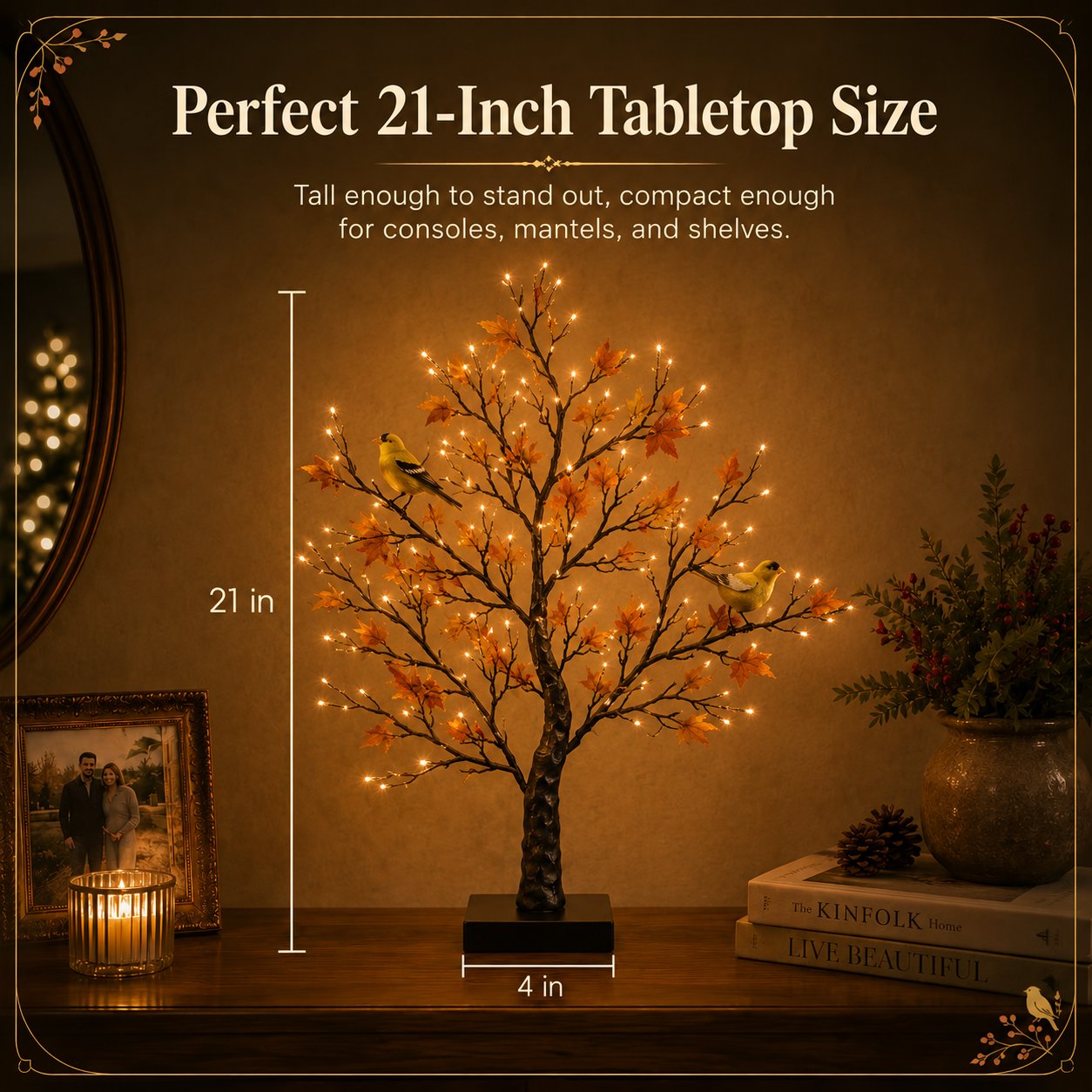 Vintage Glowing Cardinal Tree With Berries