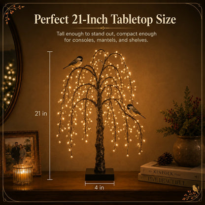 Vintage Glowing Cardinal Tree With Berries