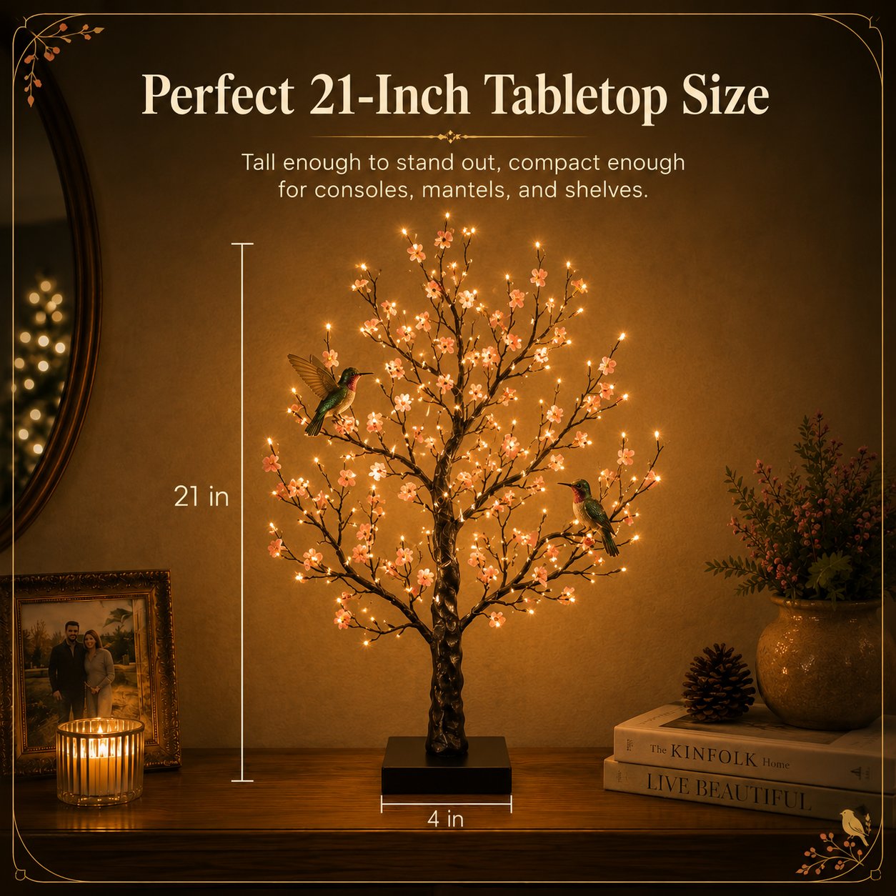 Vintage Glowing Cardinal Tree With Berries