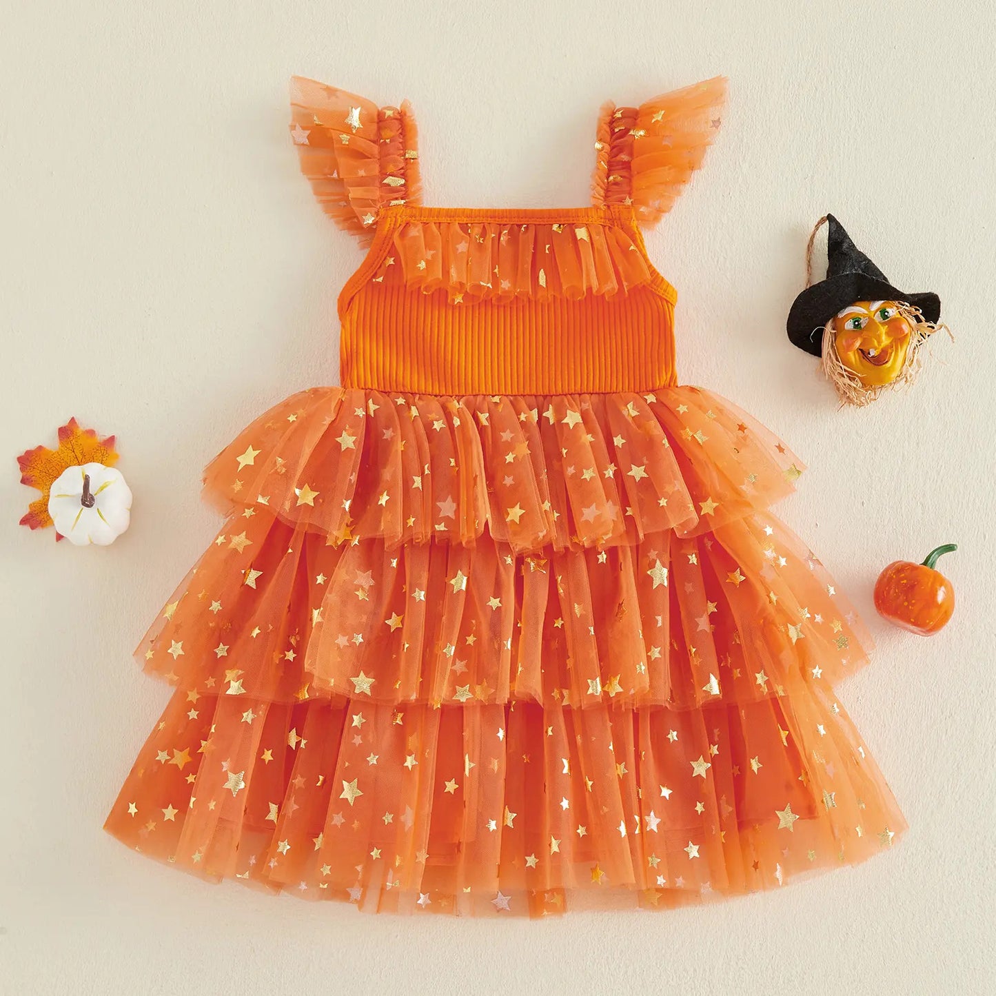 🎃 Baby Girl Halloween Pumpkin Ghost Tulle Dress 👻 Princess Costume