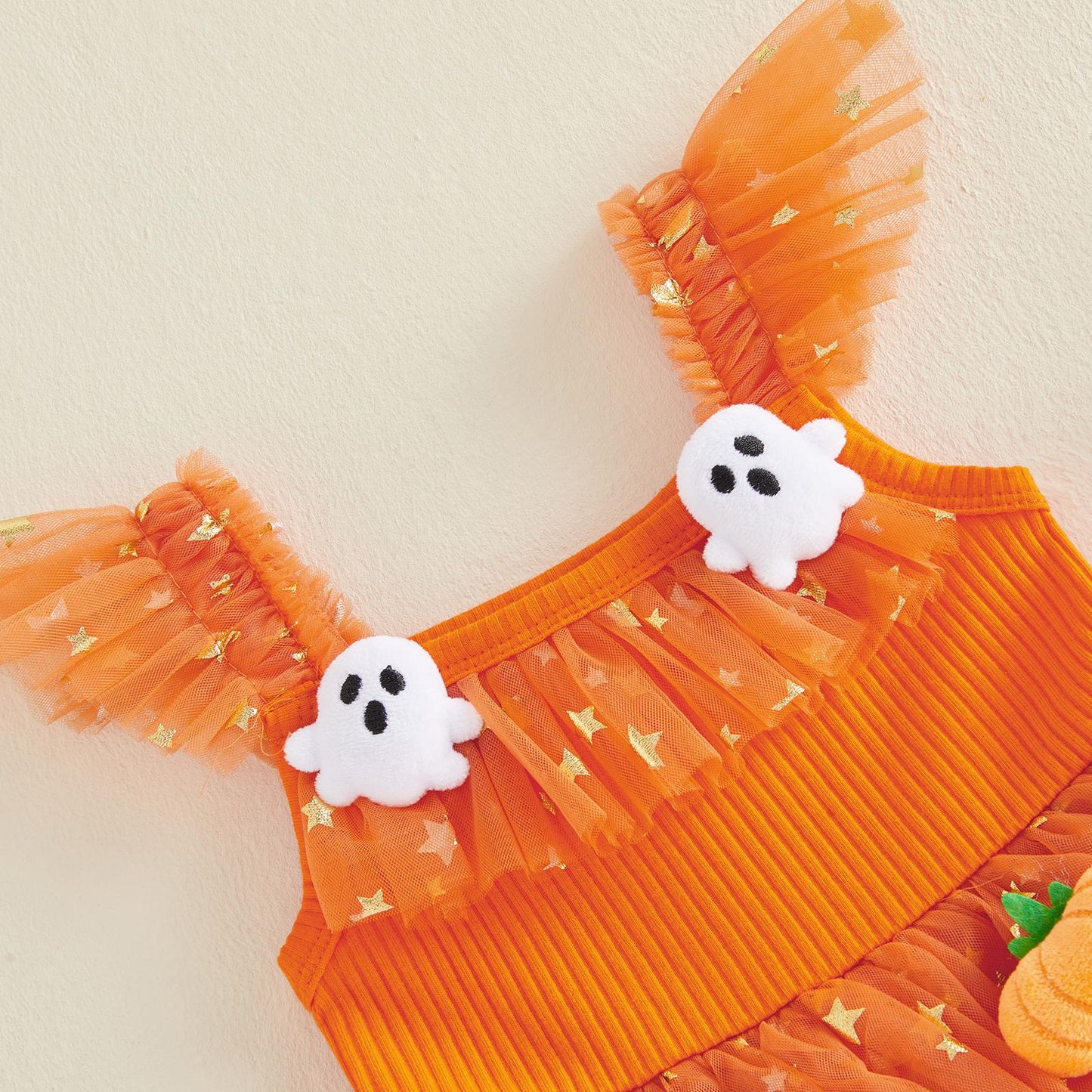 🎃 Baby Girl Halloween Pumpkin Ghost Tulle Dress 👻 Princess Costume