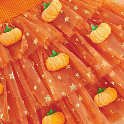 🎃 Baby Girl Halloween Pumpkin Ghost Tulle Dress 👻 Princess Costume