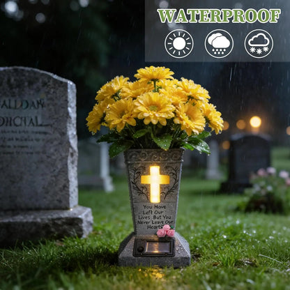 🕯️ Light Their Memory Forever | Solar LED Grave Vase