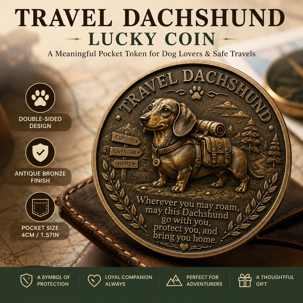 🏆Limited Time Sale 49% OFF🐾 Travel Dachshund Lucky Coin