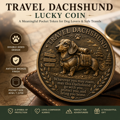 🏆Limited Time Sale 49% OFF🐾 Travel Dachshund Lucky Coin | 3D Relief Edition ⭐⭐⭐⭐⭐
