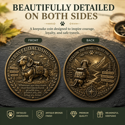 🏆Limited Time Sale 49% OFF🐾 Travel Dachshund Lucky Coin | 3D Relief Edition ⭐⭐⭐⭐⭐