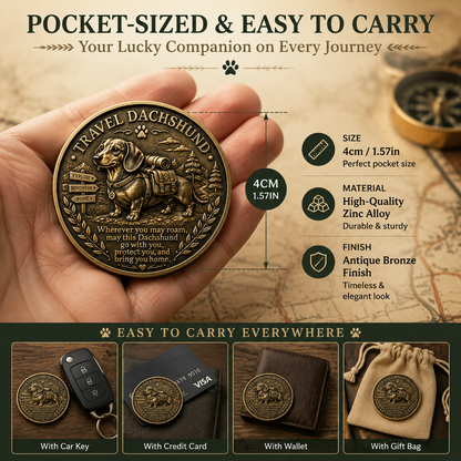 🏆Limited Time Sale 49% OFF🐾 Travel Dachshund Lucky Coin | 3D Relief Edition ⭐⭐⭐⭐⭐