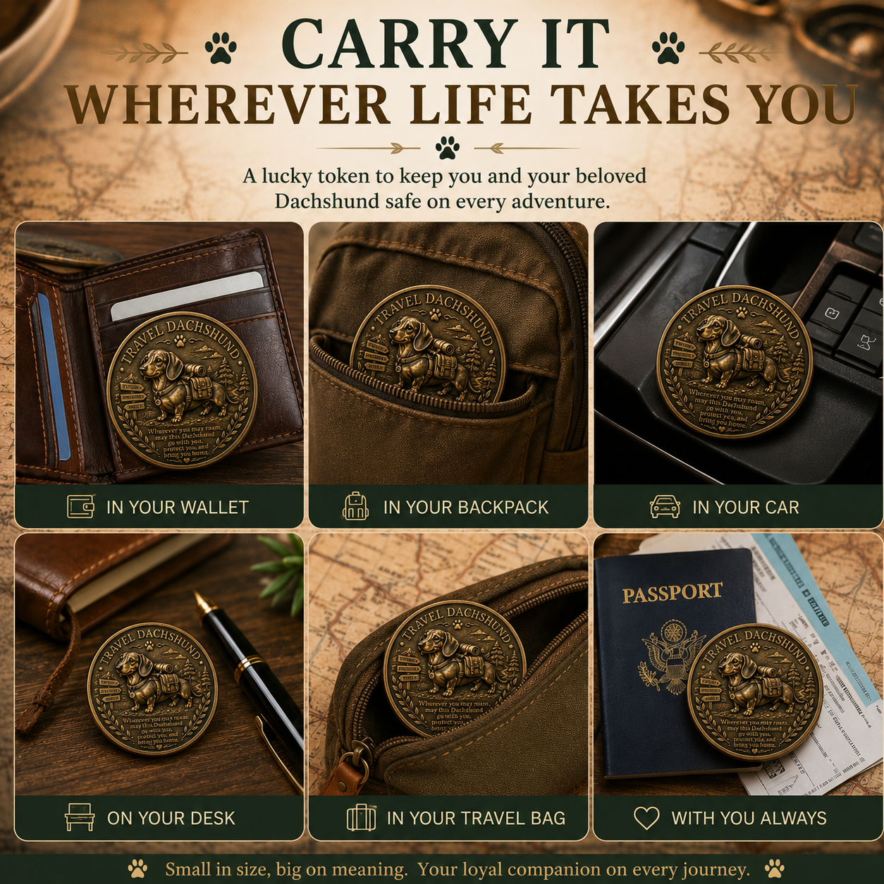 🏆Limited Time Sale 49% OFF🐾 Travel Dachshund Lucky Coin