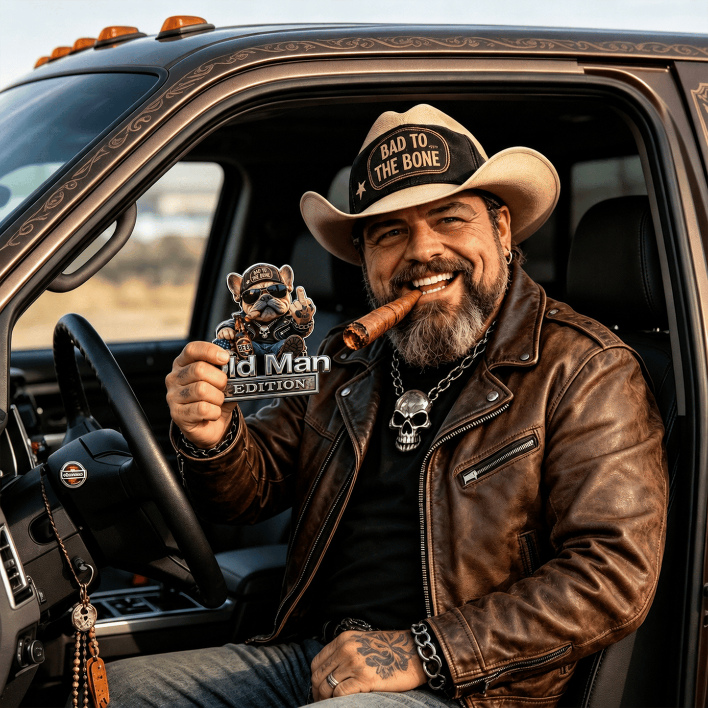 🚗 Funny Old Man Edition Vehicle Badge — 3D Chrome Metal Emblem, Perfect Father's Day & Birthday Gift for Dad, Grandpa, Husband, Truck & SUV Owners