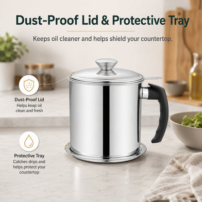 🍳 Premium 304 Stainless Steel Oil Strainer & Storage Jug