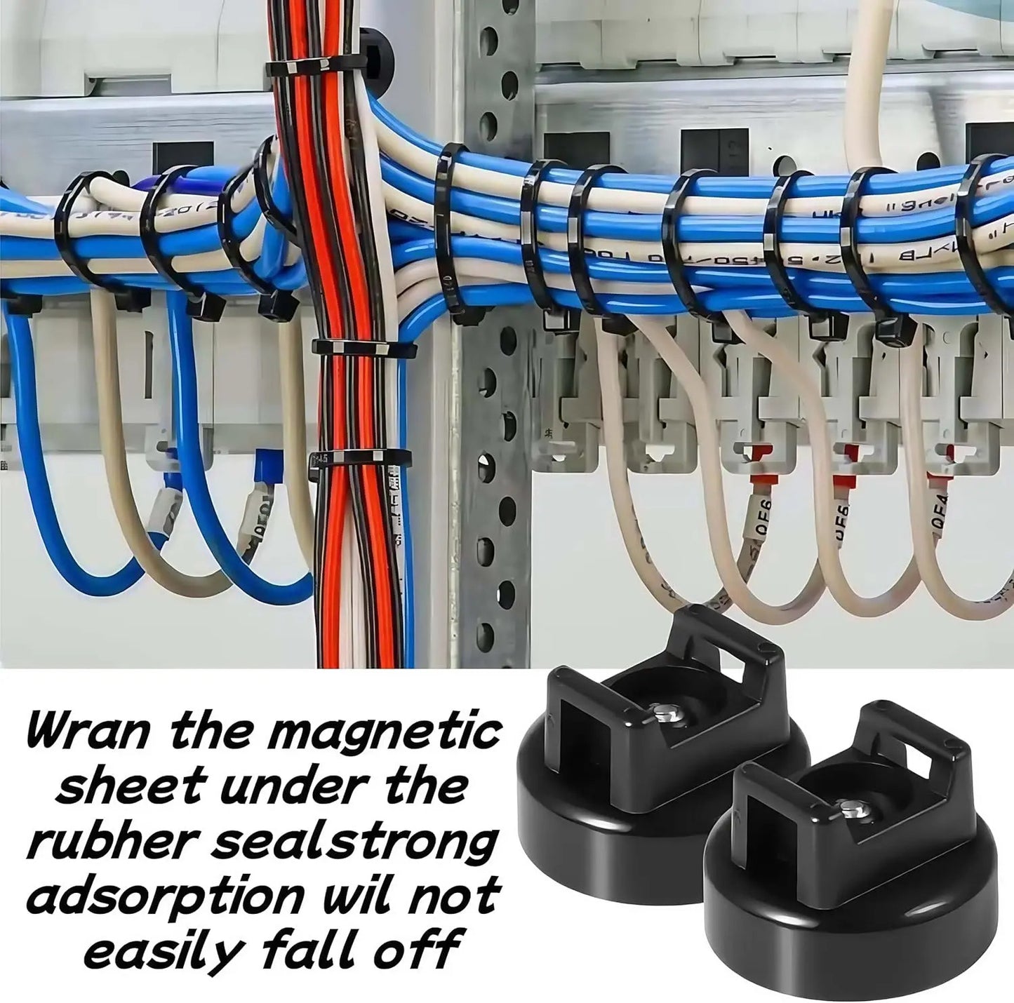 Heavy-Duty Magnetic Cable Tie Mounts – 22mm Strong Magnetic Wire Organizers