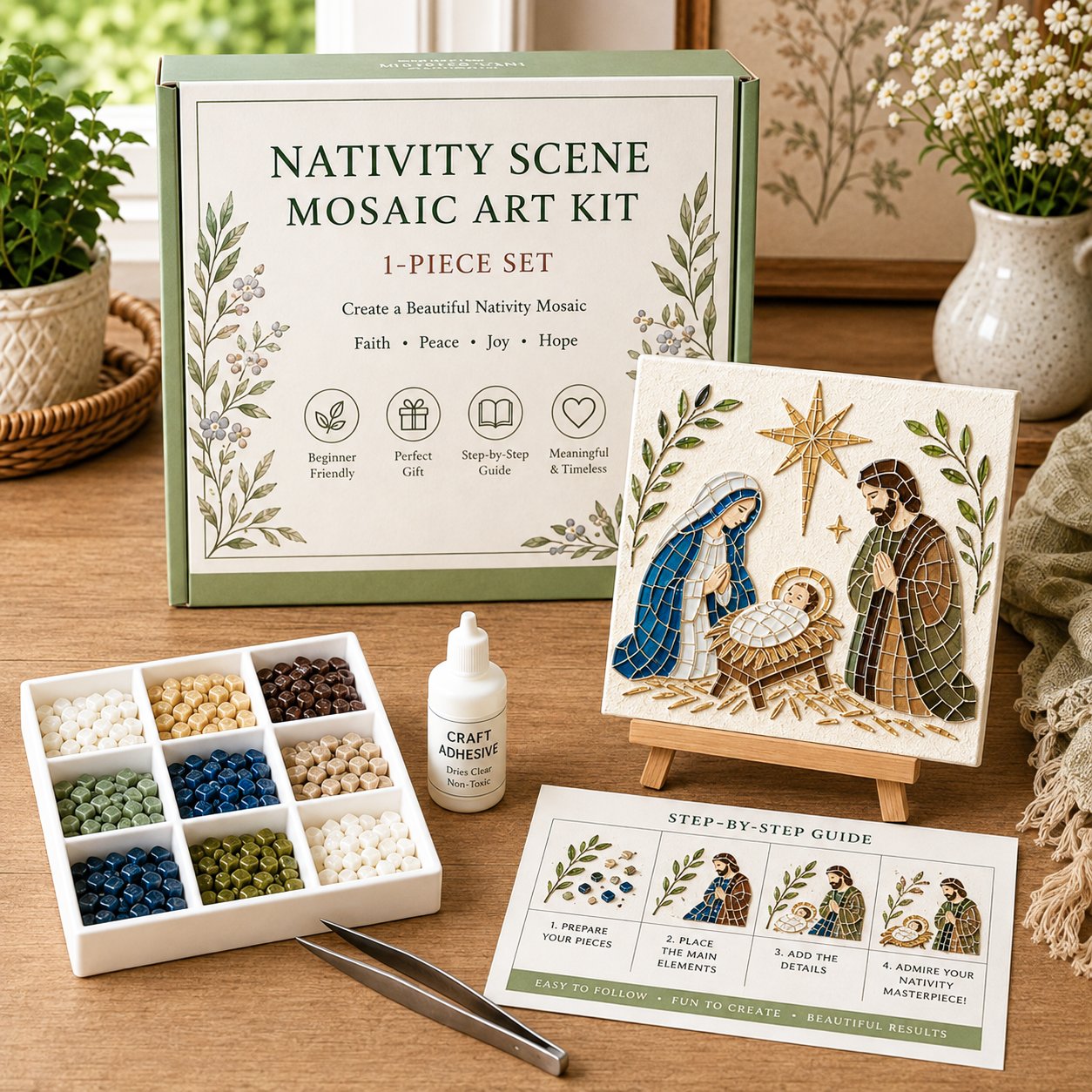 💥Nativity Sea Glass Art Kit – Beginner-Friendly ✨🎁Buy 2 Get 1 FREE — Add Any 3 Pcs To Cart🎉