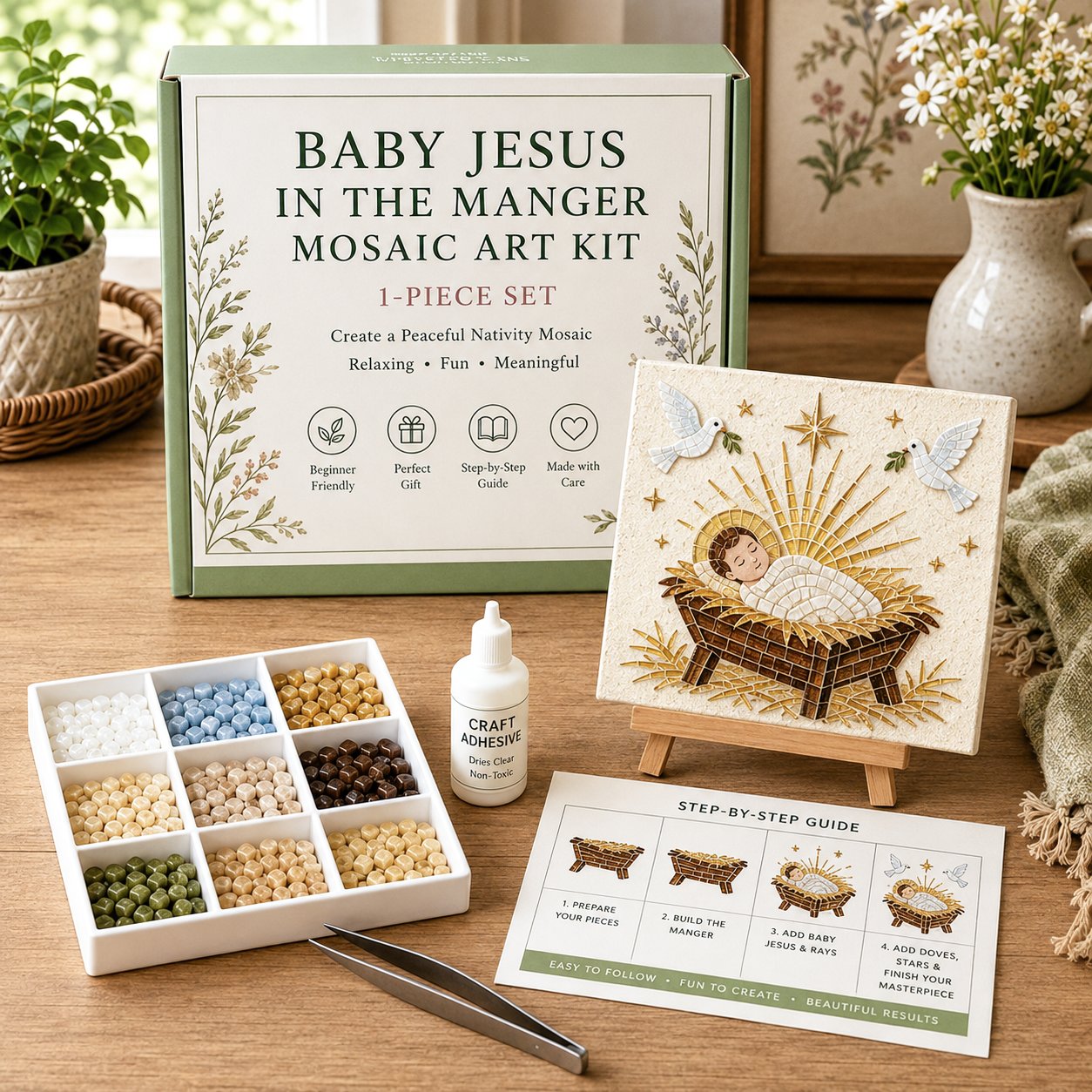 💥Nativity Sea Glass Art Kit – Beginner-Friendly ✨🎁Buy 2 Get 1 FREE — Add Any 3 Pcs To Cart🎉