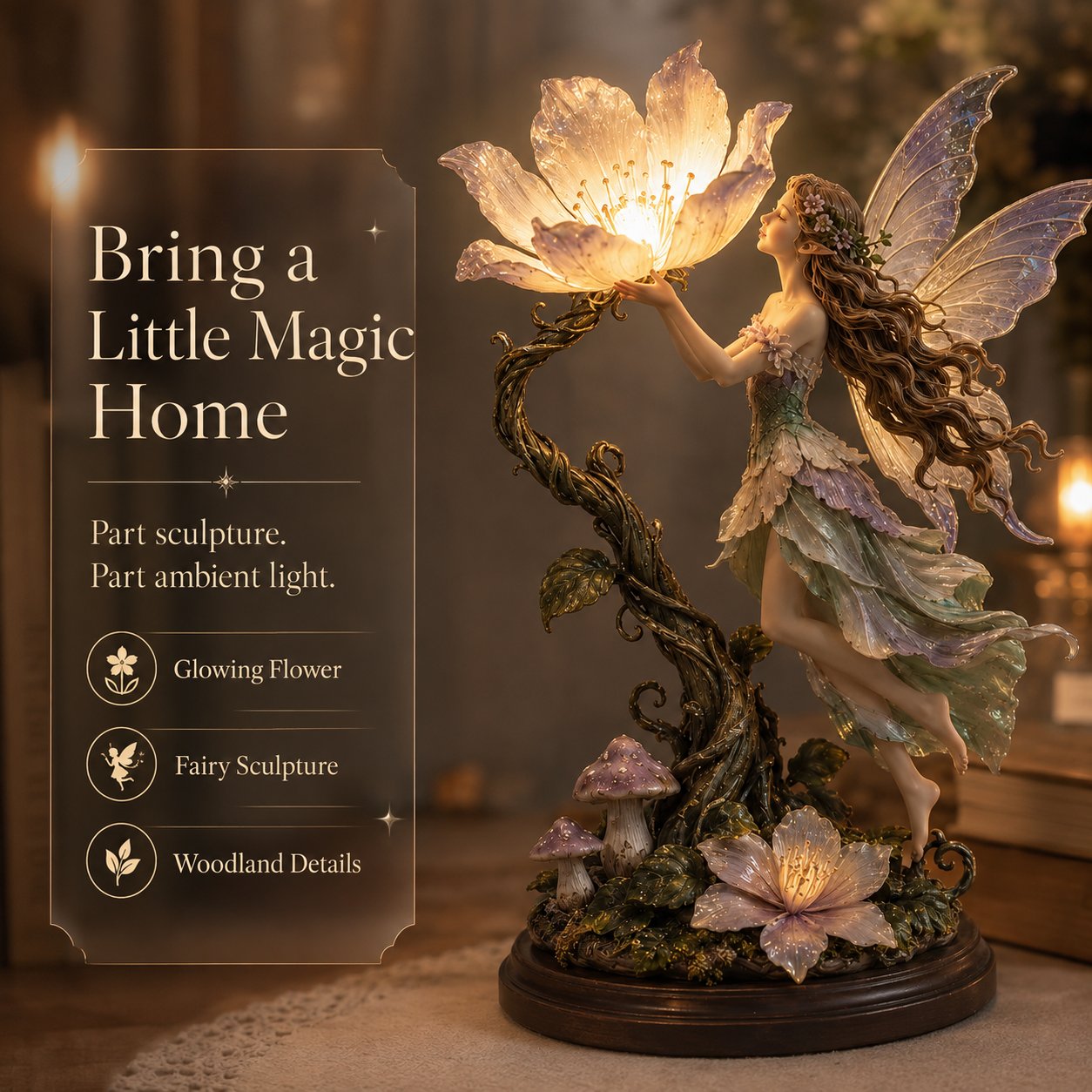 🧚Enchanted Fairy Flower Lamp – Illuminated Woodland Sculpture
