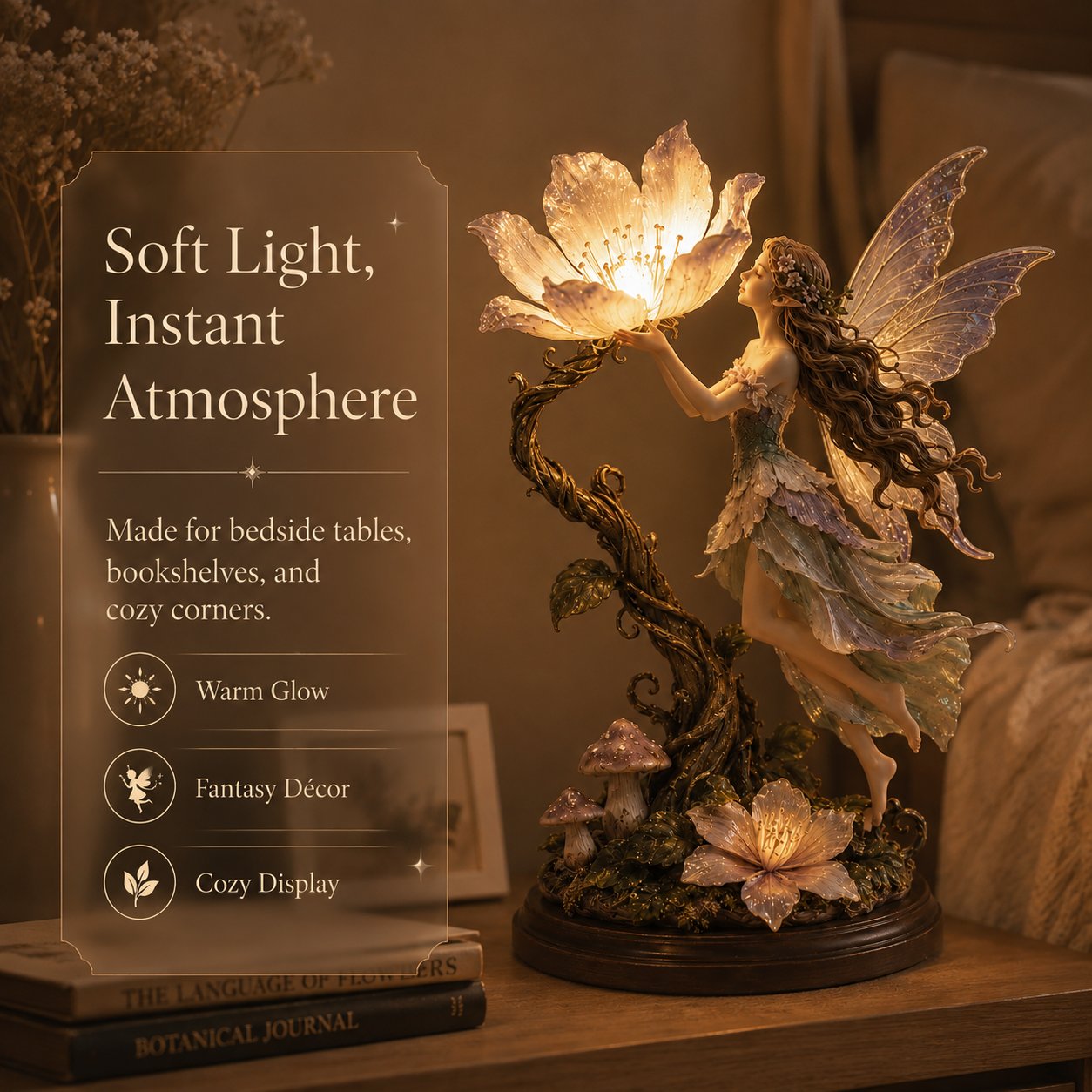 🧚Enchanted Fairy Flower Lamp – Illuminated Woodland Sculpture