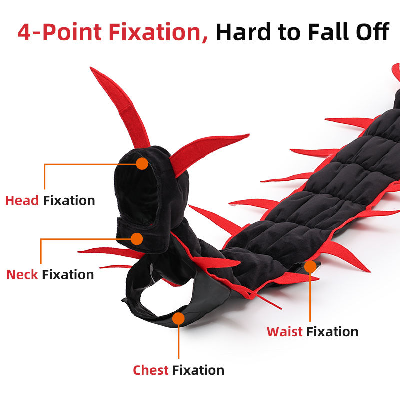 Halloween pet centipede costume fixation points