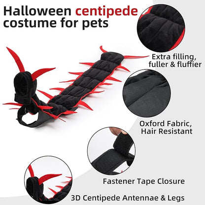 😼🕷Halloween Cat Centipede Costume, Funny Pet Role Play Outfit with Adjustable Shoulder Straps