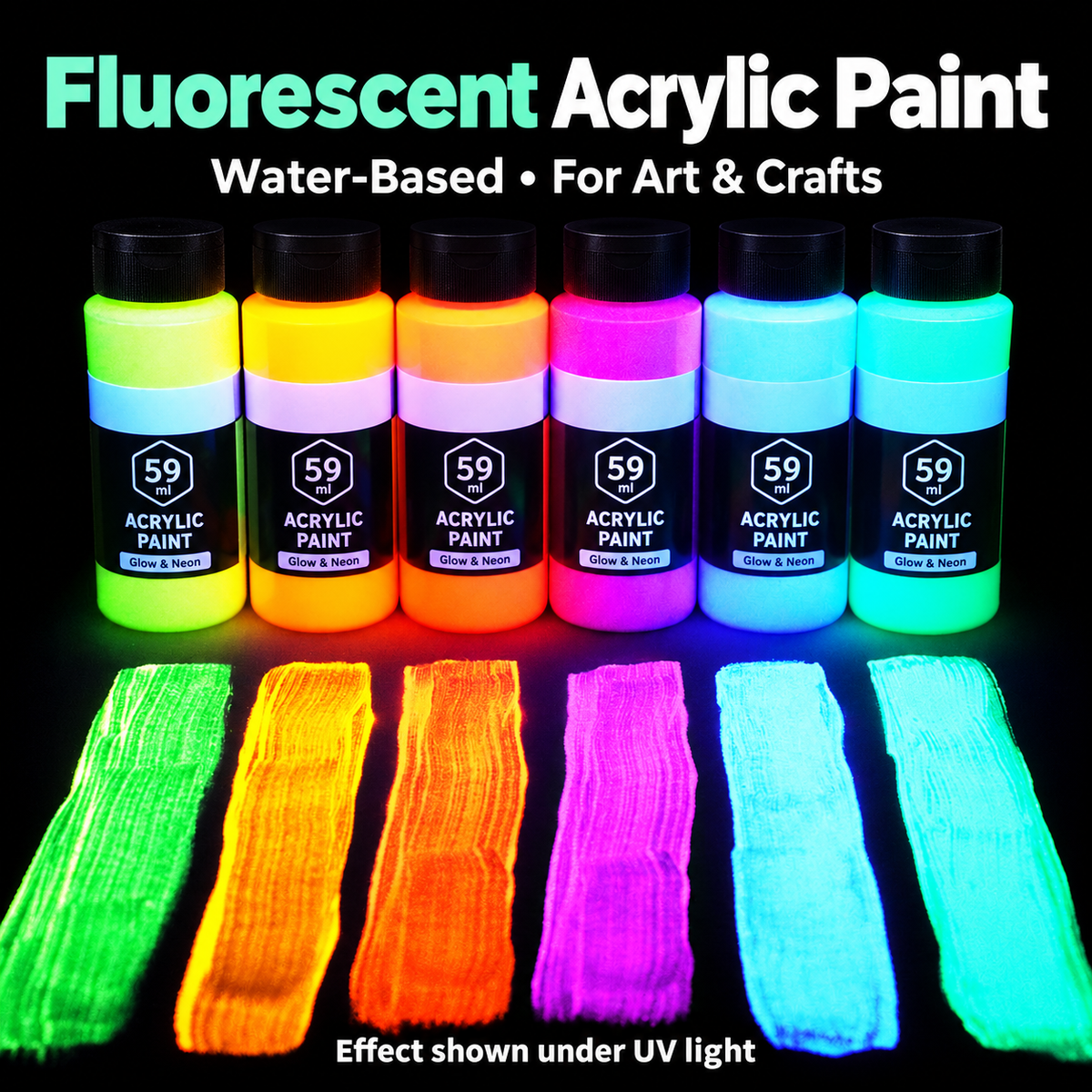 🎨 Make Your Art Glow — UV-Reactive Acrylic Paint Set ✨