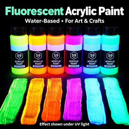 🎨 Make Your Art Glow — UV-Reactive Acrylic Paint Set ✨