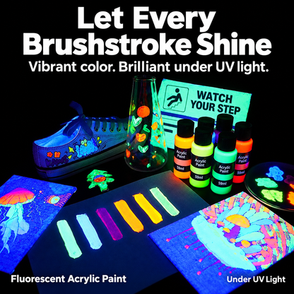 🎨 Make Your Art Glow — UV-Reactive Acrylic Paint Set ✨