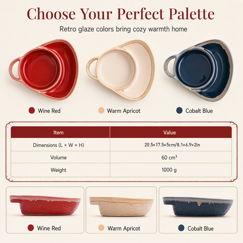 Retro Ceramic Divided Baking Dish with Single Handle💥Buy 2 Save 10% &Free Shipping!