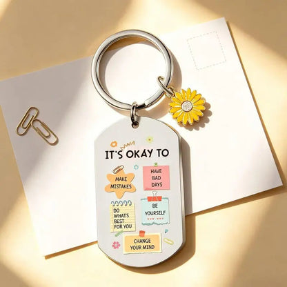 It's Okay to Be You – Double-Sided Inspirational Daisy Keychain | 🎁A Thoughtful Gift for Overthinkers