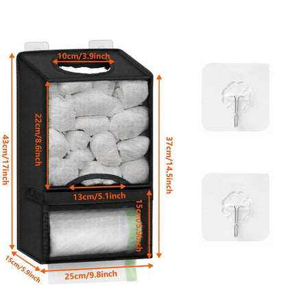 🛍️ 2-in-1 Extra Large Plastic Bag Holder – 🧺 Wall Mount Kitchen Organizer with Built-in Trash Bag Dispenser – Holds 60+ Bags, Oxford Cloth