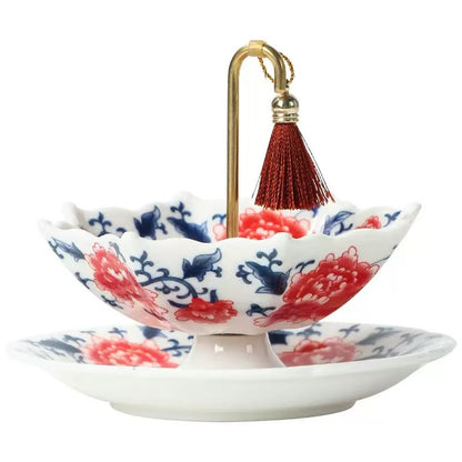 5,000 Years of Handcrafted Pottery—Blue&White Porcelain Umbrella-Shaped Tea Strainer Set
