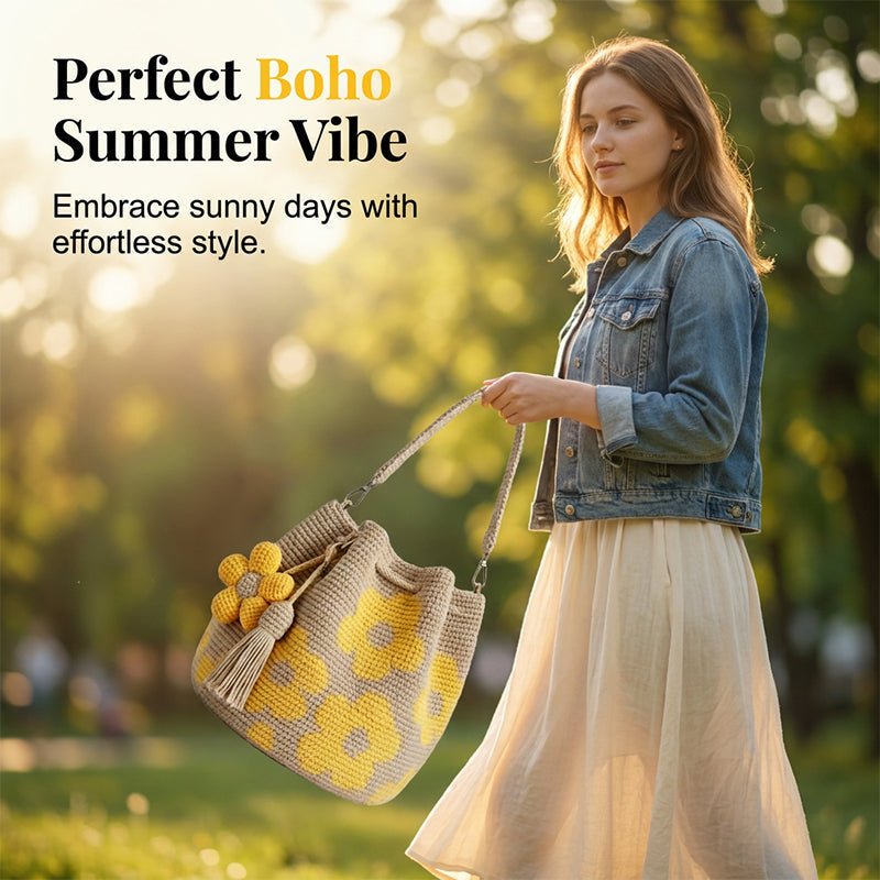 ✨ Hand-Crocheted Bucket Bag for Women — One Tote, Endless Summer Vibes. 🌼