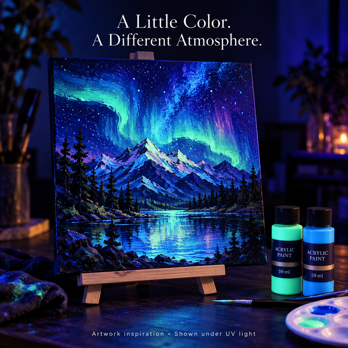 🎨 Make Your Art Glow — UV-Reactive Acrylic Paint Set ✨
