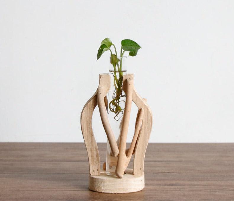 Einzigartige Holzvase | Hydroponische Dekoration