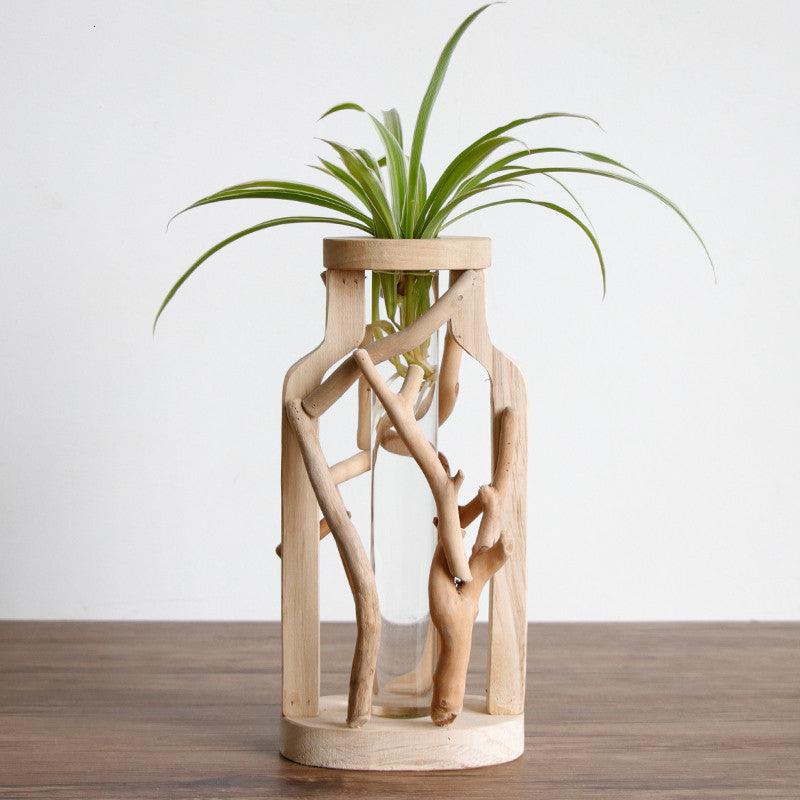 Einzigartige Holzvase | Hydroponische Dekoration
