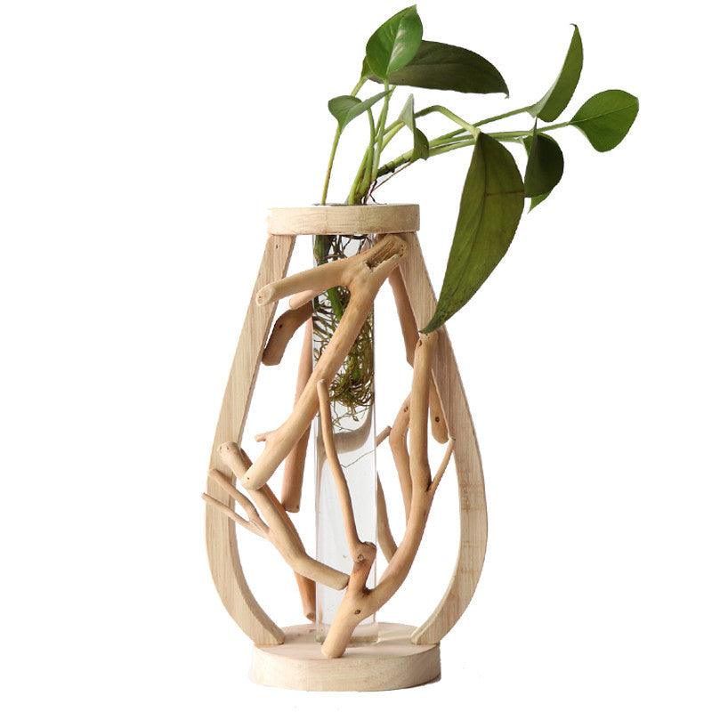 Einzigartige Holzvase | Hydroponische Dekoration