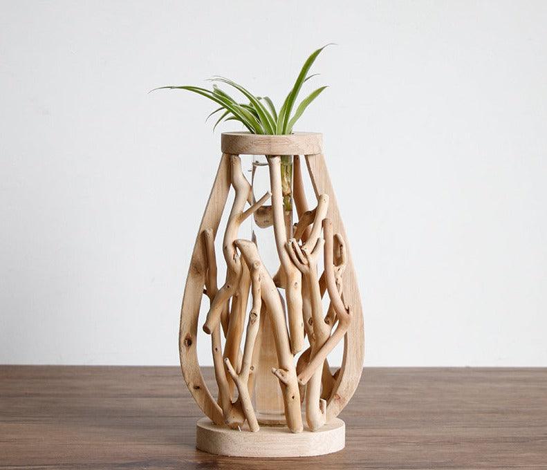 Einzigartige Holzvase | Hydroponische Dekoration